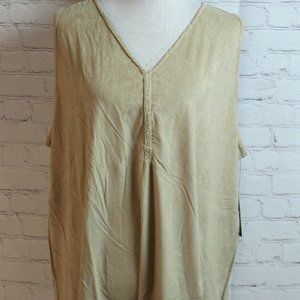 French Laundry Faux Suede V Neck Tank Top